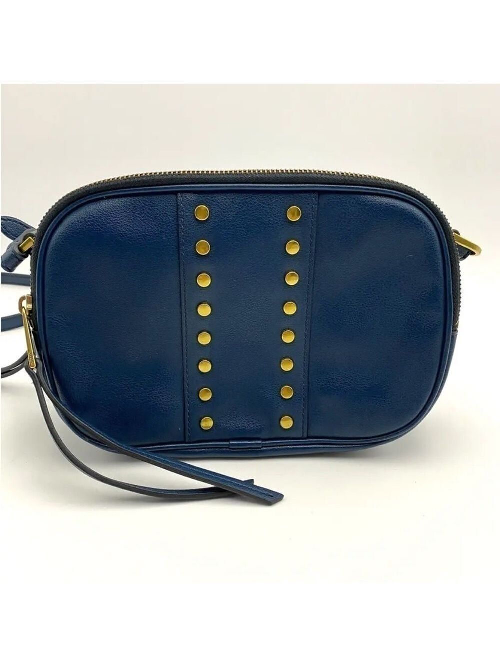 Fossil Maisie Navy Blue Camera Crossbody Bag Studded Faux Leather